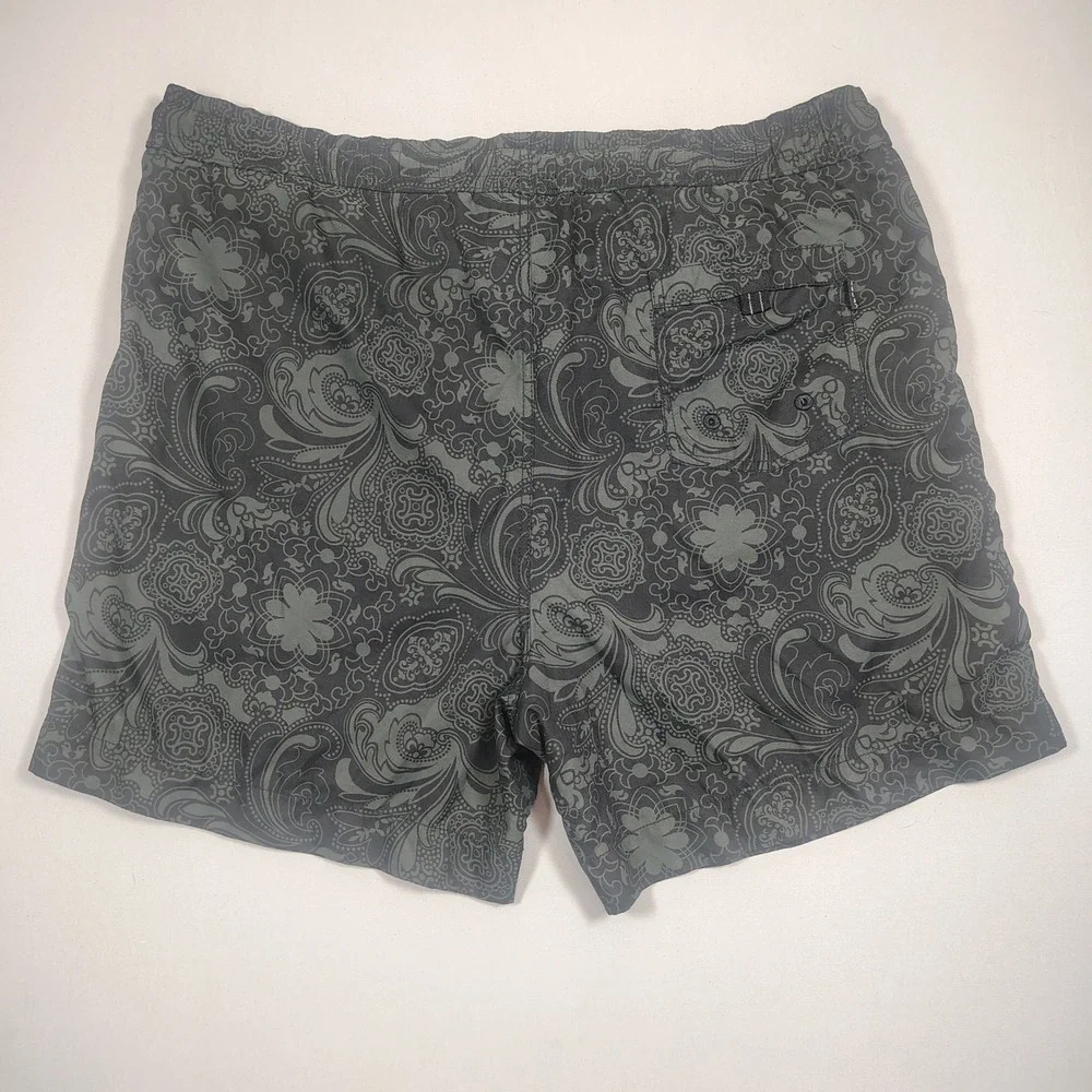 Tommy‎ Bahama Swim Trunks Mens Large Grey Tonal Paisley Pattern Polyester